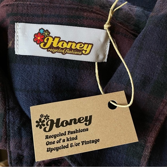 Jimi Hendrix Plaid Flannel Shirt Mens XL Unisex Bleached Handmade Green Blue - Picture 9 of 12